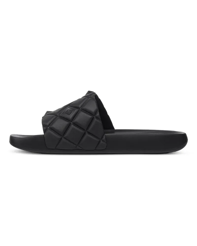 MCM Quilted Diamond Pantoletten mit Logo-Prägung - Schwarz Schwarz