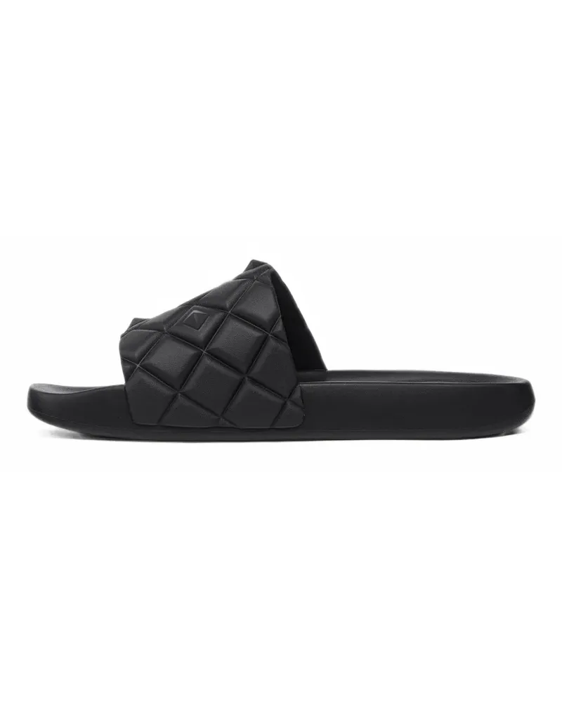MCM Quilted Diamond logo-embossed slides - Schwarz Schwarz