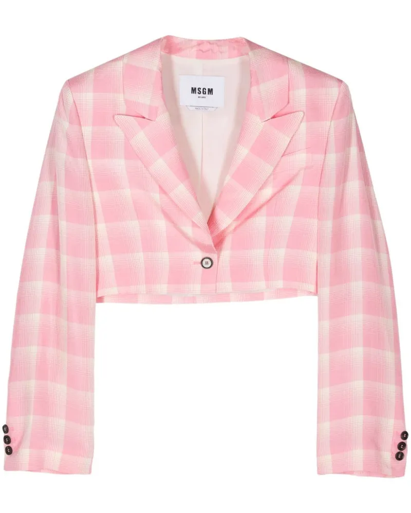 MSGM Karierter Cropped-Blazer Rosa