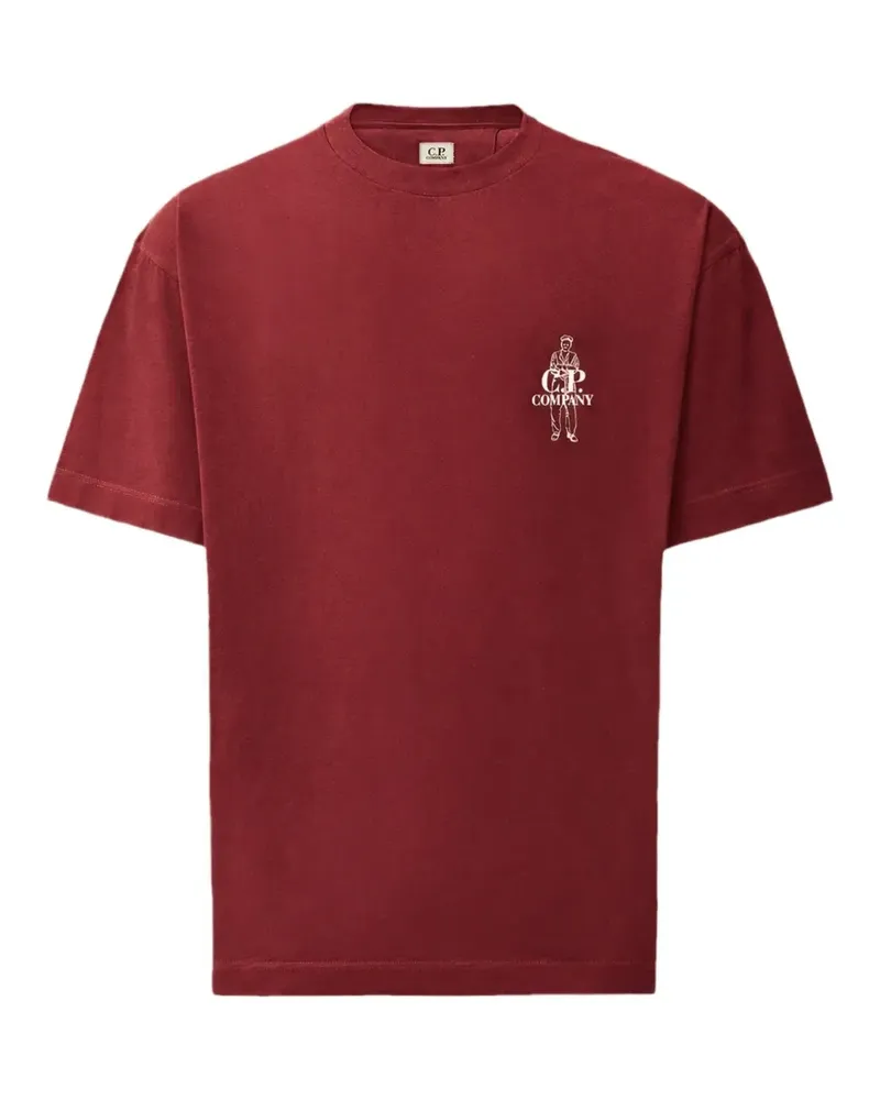 C.P. Company Kurzärmeliges 30/1 T-Shirt mit Logo - Rot Rot