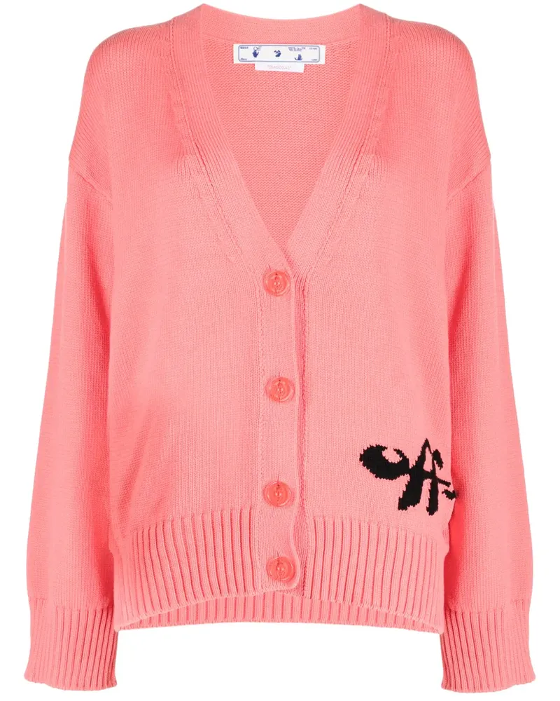 OFF-WHITE Intarsien-Cardigan mit Logo - Rosa Rosa