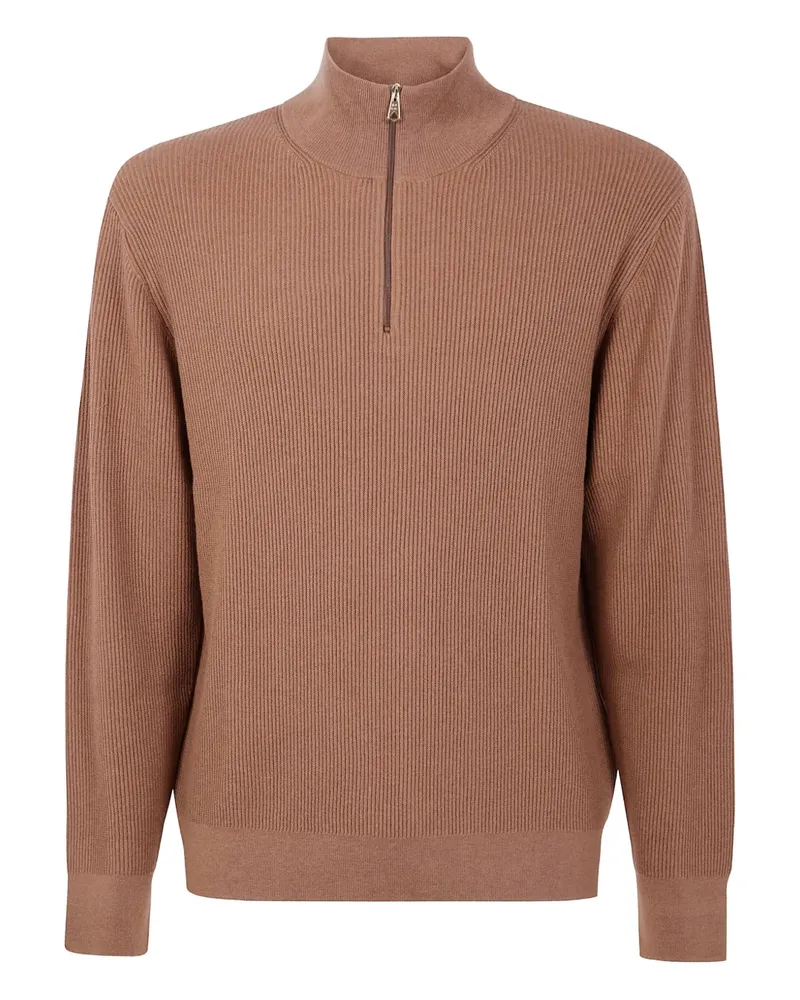 Paul Smith Gerippter Pullover mit Reißverschluss - Braun Braun