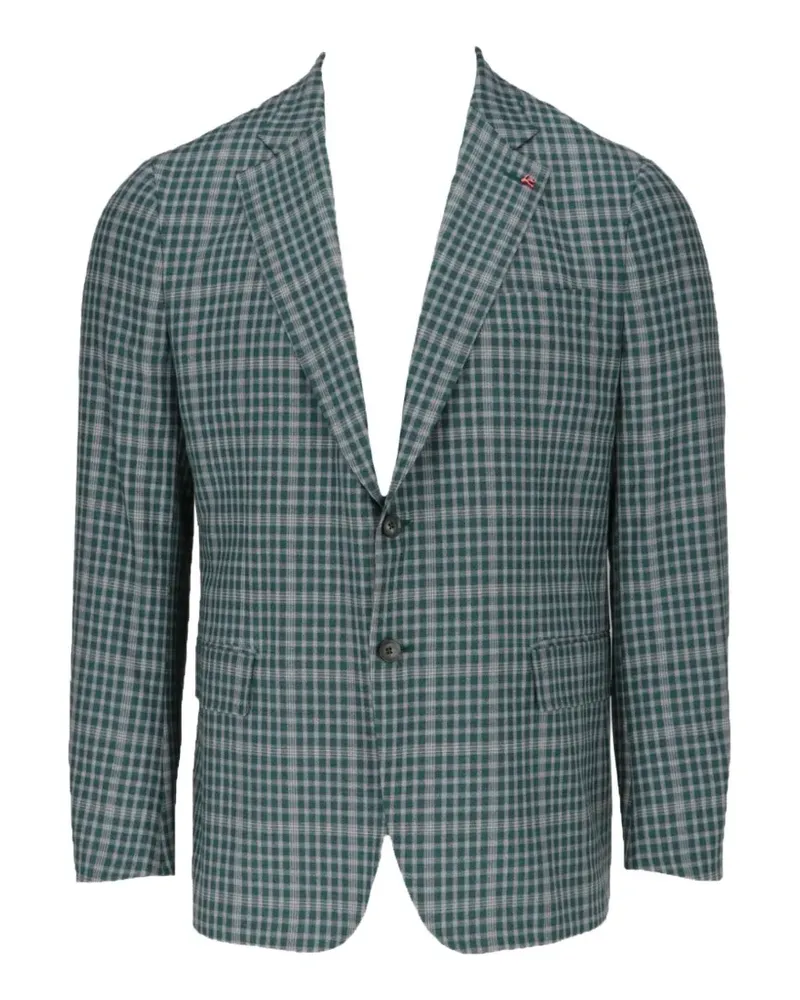 Isaia check-pattern single-breasted blazer - Grün Grün