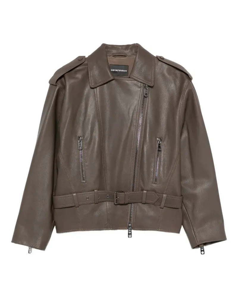 Emporio Armani Lederjacke mit Gürtel - Braun Braun