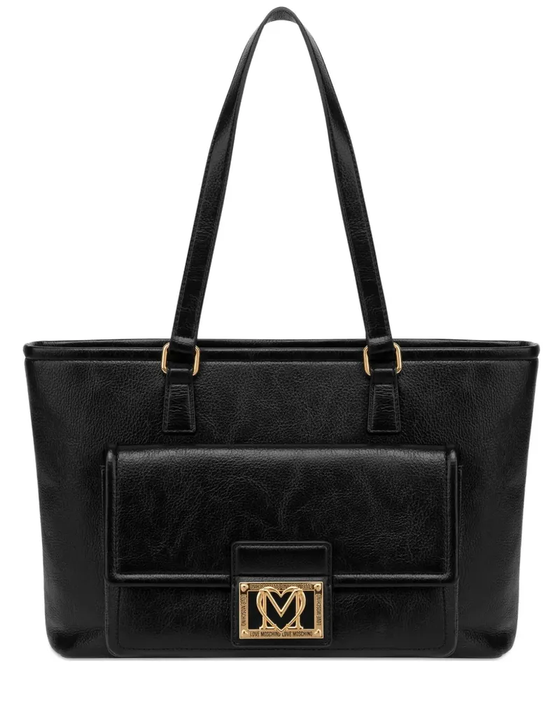 Moschino Handtasche mit Logo-Schild - Schwarz Schwarz