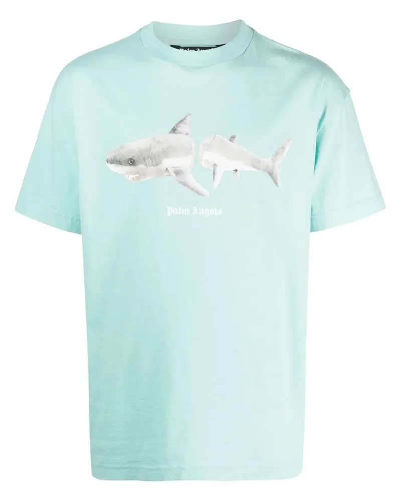 Palm Angels T-Shirt aus Bio-Baumwolle mit Hai-Print - Blau Blau