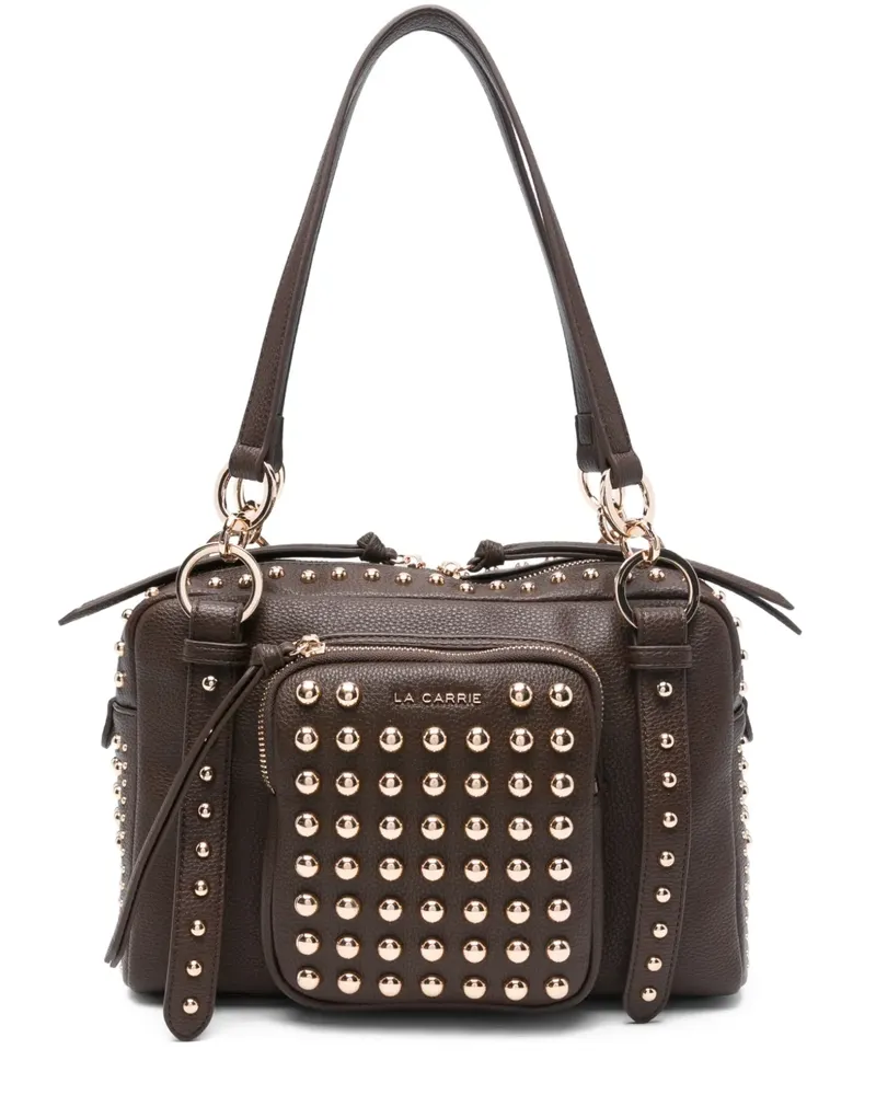 LA CARRIE Mittelgroße Planets Schultertasche mit Nieten - Braun Braun