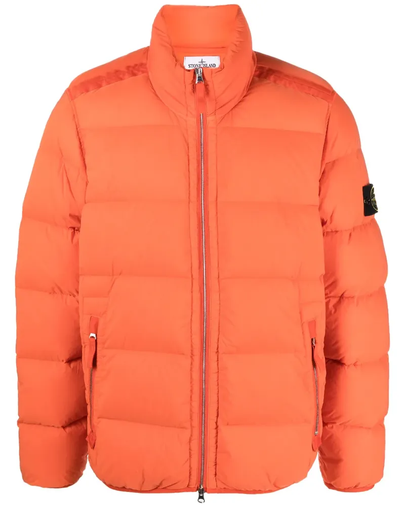 Stone Island Gesteppte Jacke mit Kompass-Patch - Orange Orange