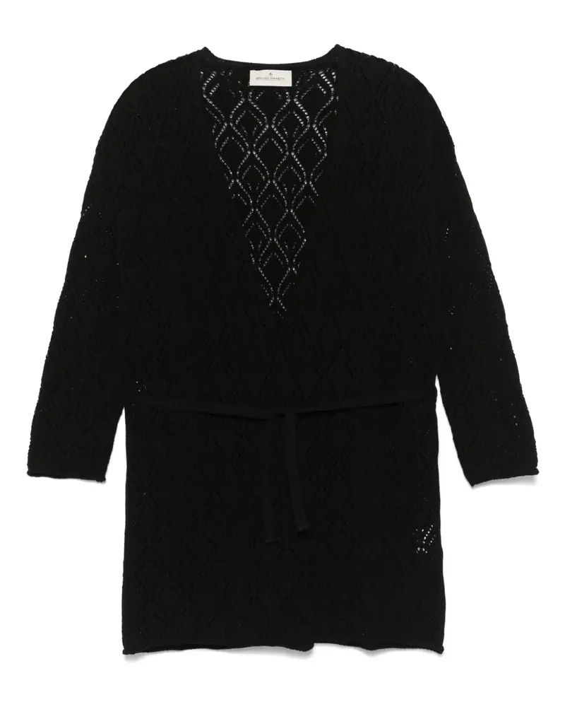 Bruno Manetti Cardigan aus Pointelle-Strick - Schwarz Schwarz