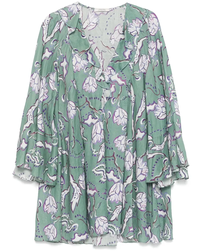 Dorothee Schumacher Minikleid in Knitteroptik mit Blumen-Print - Grün Grün