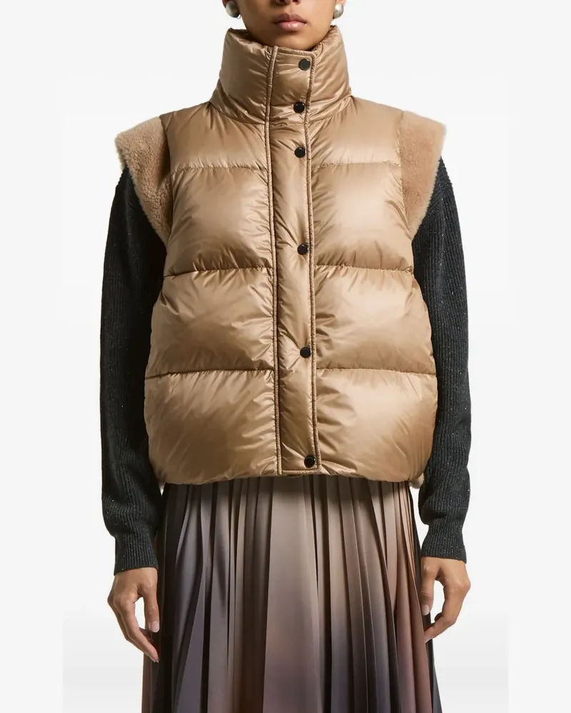 Peserico Gesteppte Weste mit Shearling-Besatz - Braun Braun