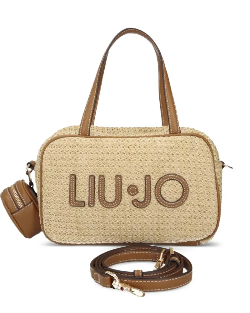Liu Jo Mittelgroße Bowlingtasche aus Raffiabast - Nude Nude