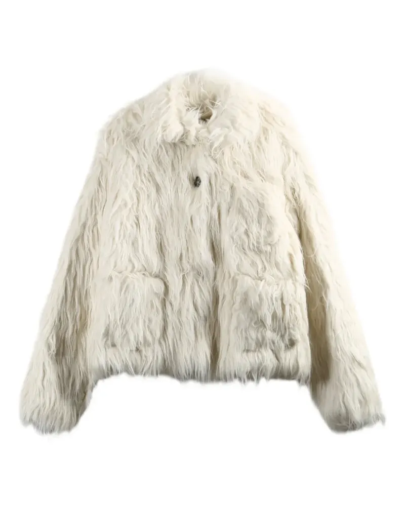 Meta Campania Collective Bill shaggy-texture jacket - Nude Nude