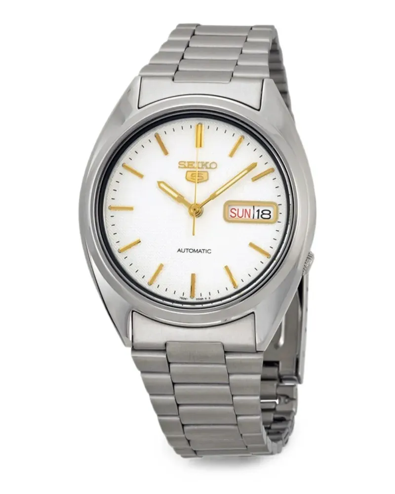 Seiko 5 Armbanduhr mit rundem Zifferblatt 37mm - Weiß Weiß