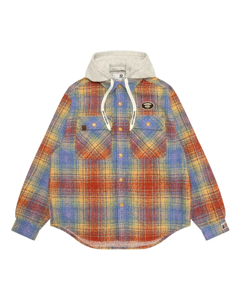 BAPE Kapuzenhemd mit Karomuster - Blau Blau