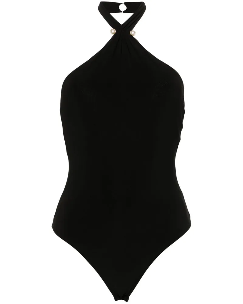 NISSA Neckholder-Body mit Kunstperlen - Schwarz Schwarz