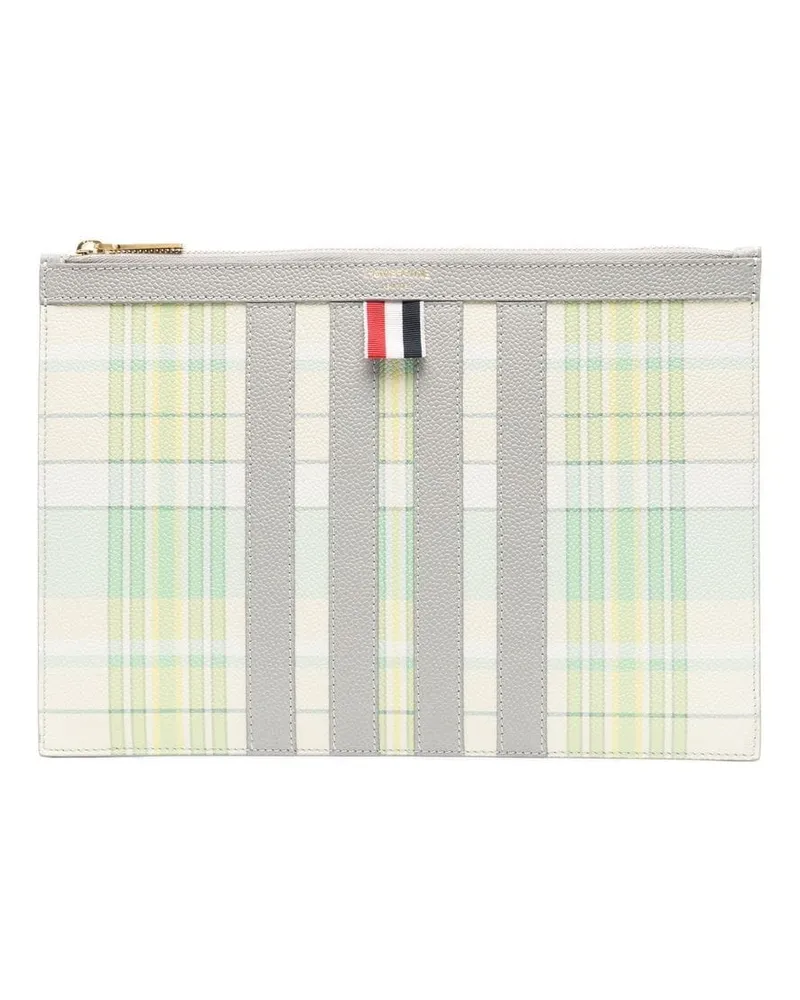 Thom Browne Clutch mit Karomuster Grün