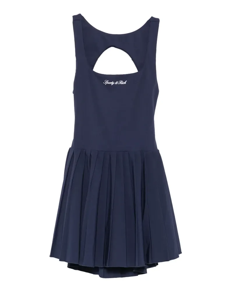 SPORTY & RICH logo-print pleated performance dress - Blau Blau