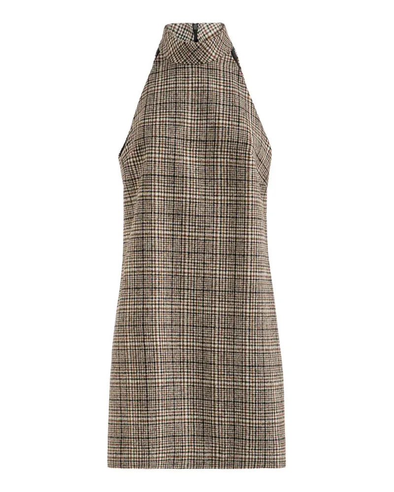 Brunello Cucinelli Kariertes Kleid aus Wolle und Alpaka mit Monili - Nude Nude
