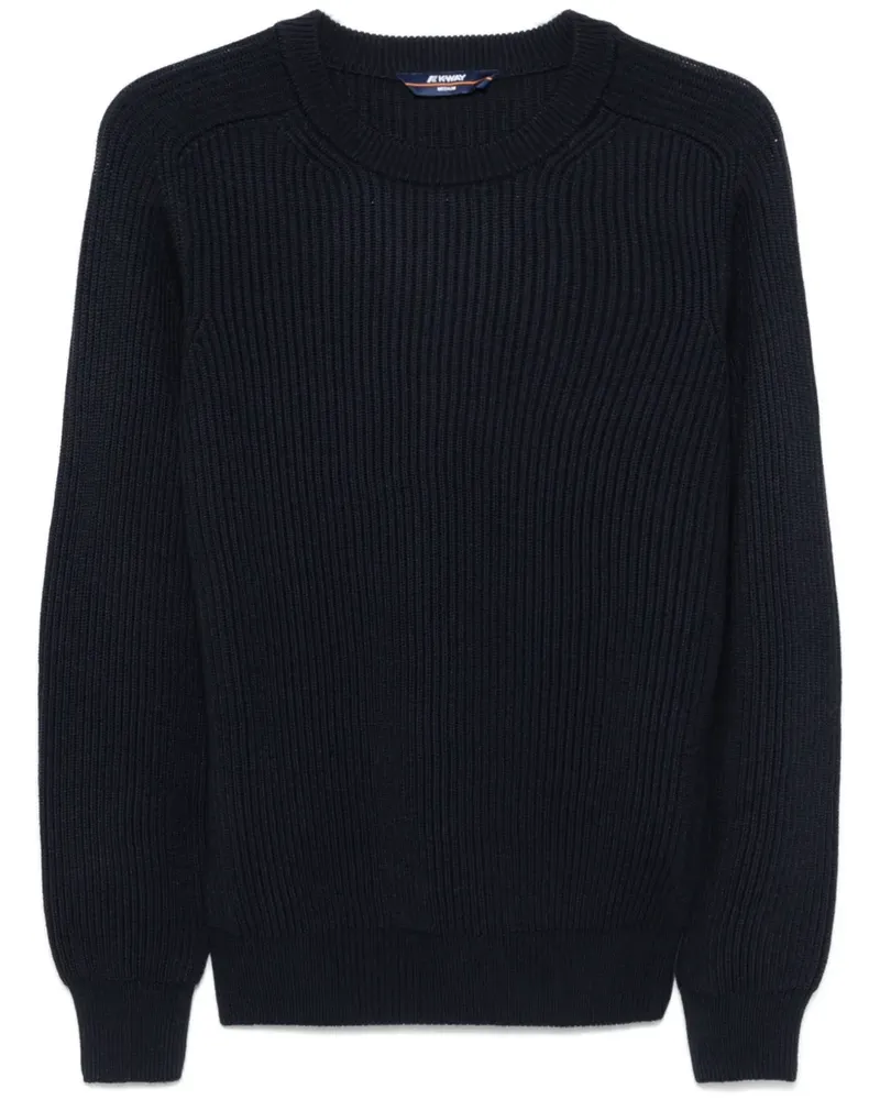 K-Way Gerippter Strickpullover - Blau Blau