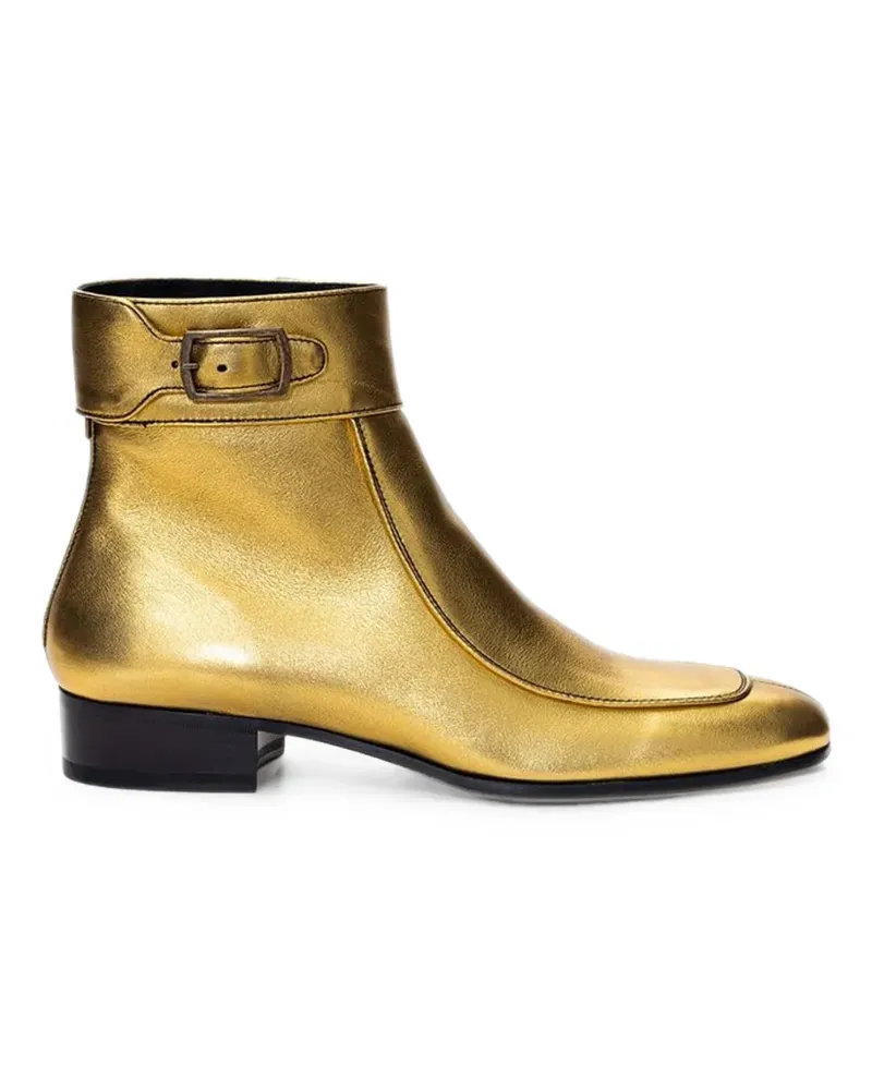 Saint Laurent buckle-fastening leather ankle boots - Gold Gold