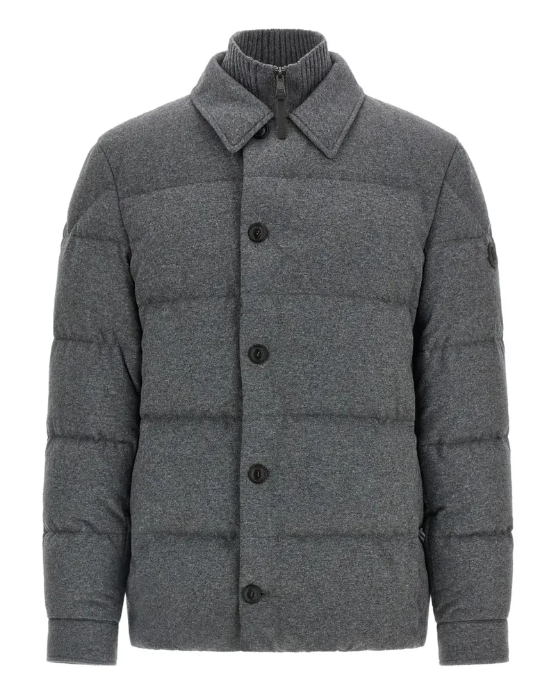Moncler quilted shirt collar down jacket - Grau Grau