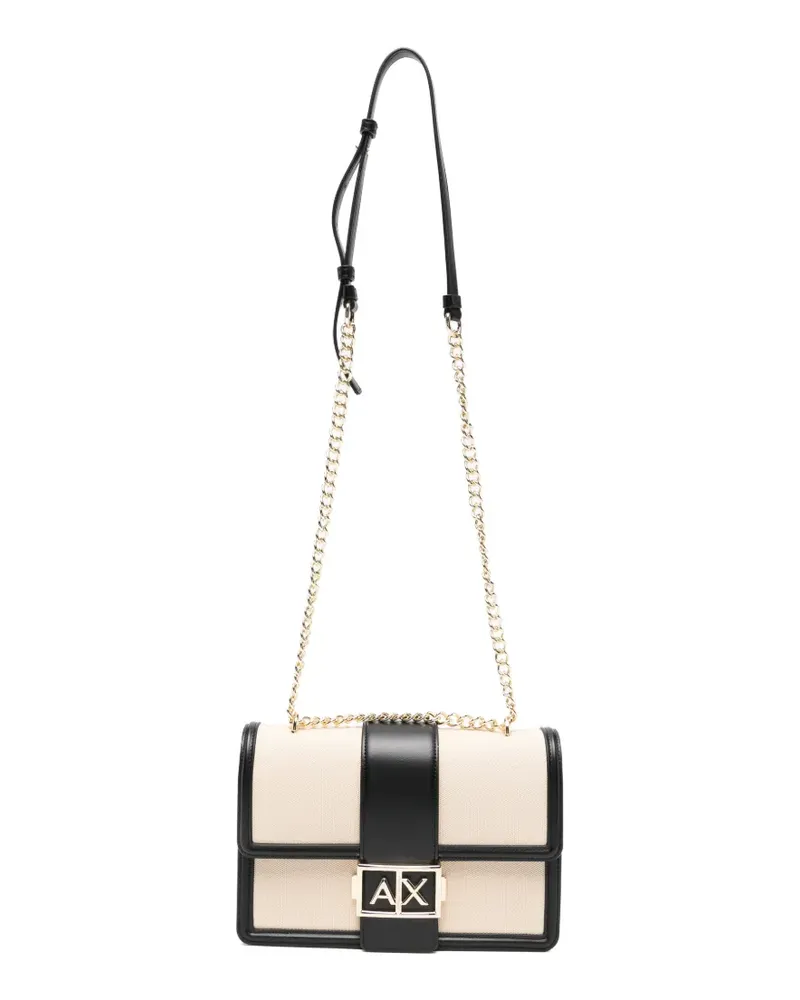 Armani Exchange logo-plaque panelled crossbody bag - Nude Nude