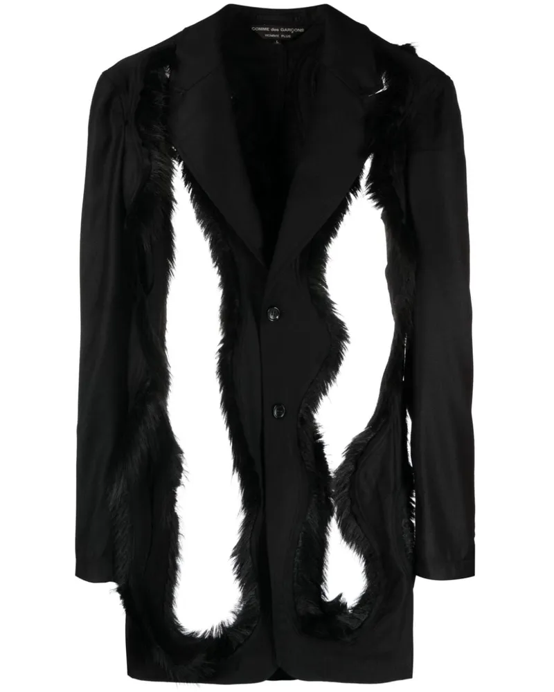 Comme des Garçons Sakko mit Faux Fur - Schwarz Schwarz