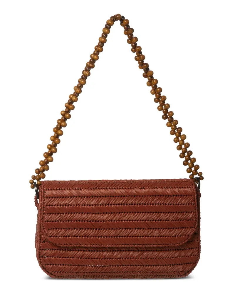0711 Schultertasche mit Haselnussbraun - Rot Rot