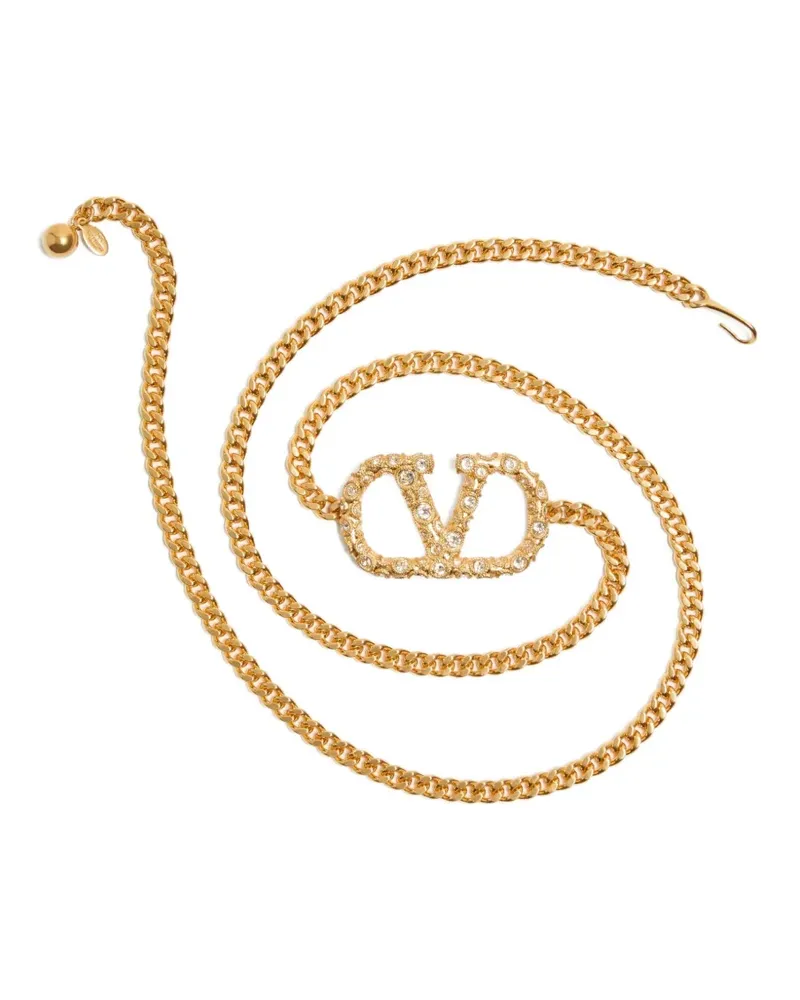 Valentino Garavani VLogo-Gürtel mit Kristallen - Gold Gold