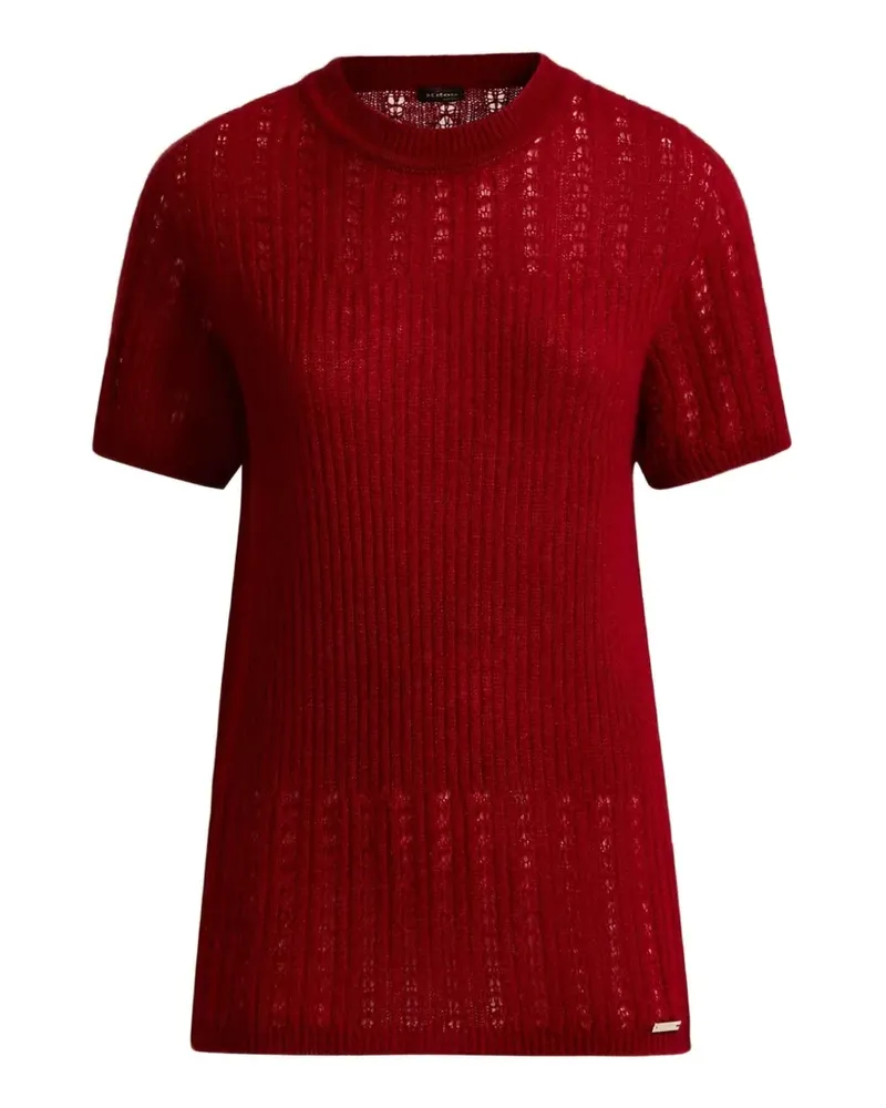 Kiton Geripptes Oberteil mit Lochstrickmuster - Rot Rot