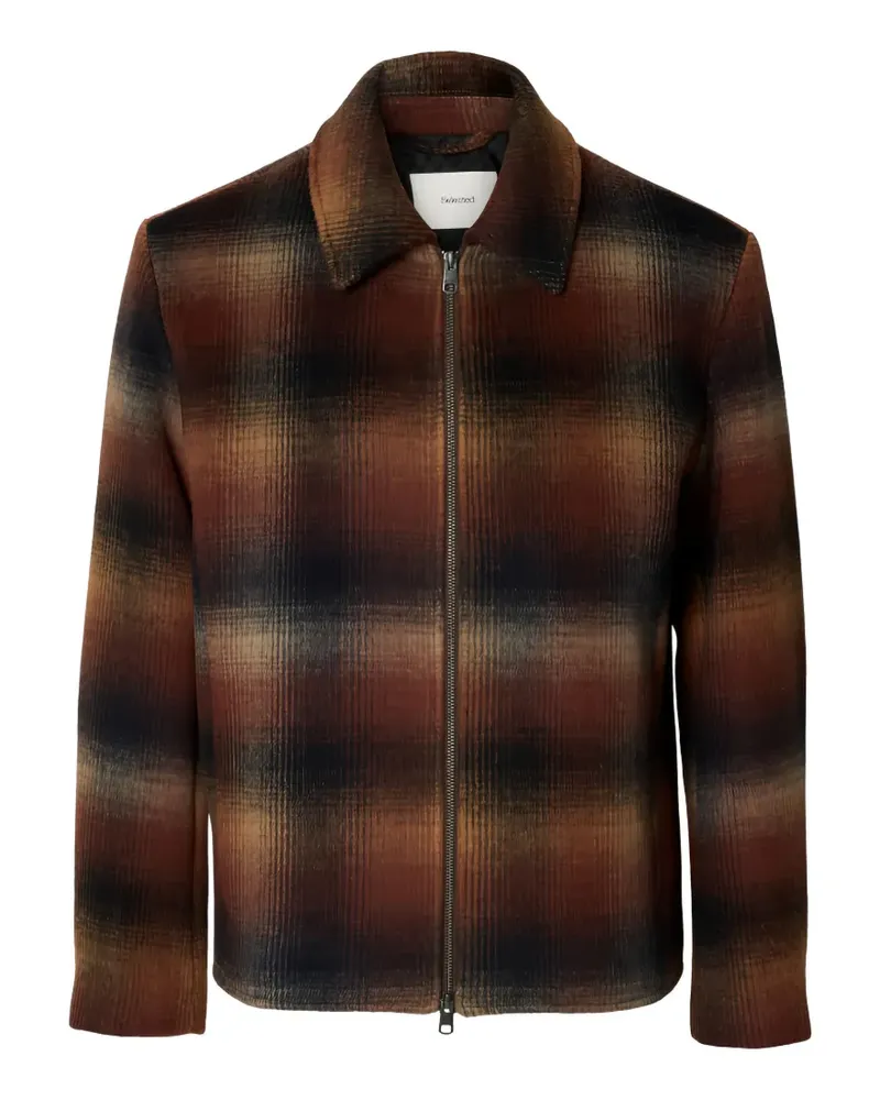 Selected check-pattern zip-up jacket - Braun Braun