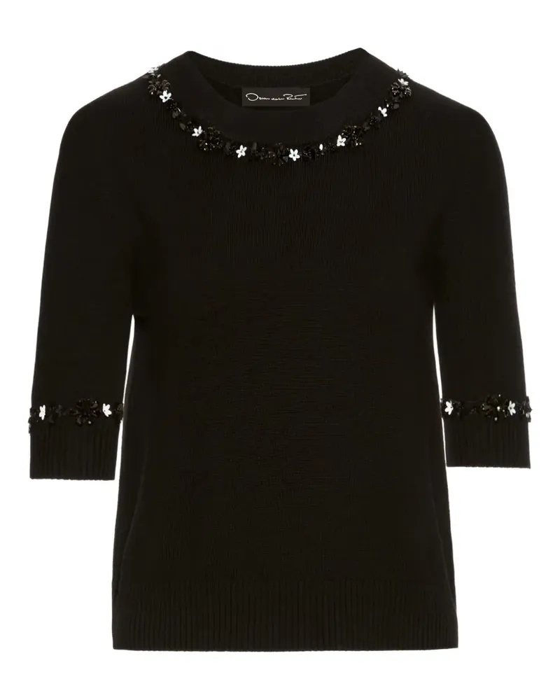 Oscar de la Renta T-Shirt mit Pailletten - Schwarz Schwarz