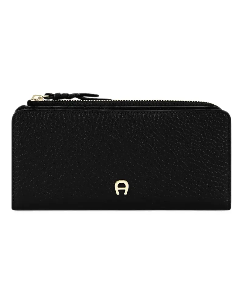 Aigner Carré logo-plaque pebbled-leather wallet - Schwarz Schwarz