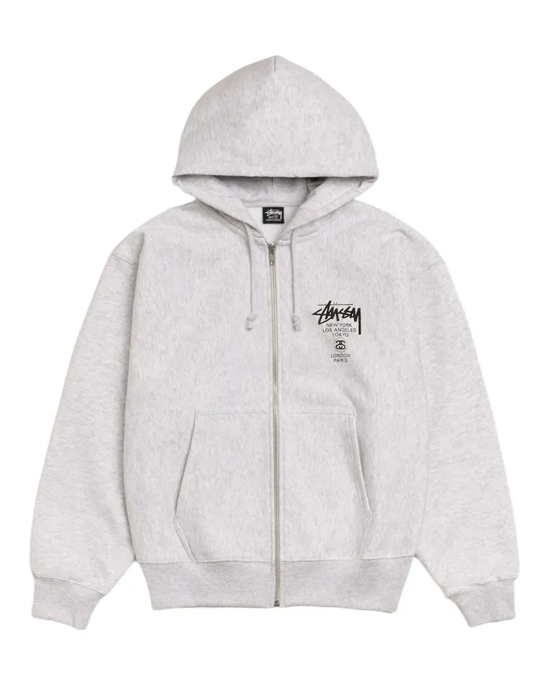 Stüssy World Tour zip-up hoodie - Grau Grau