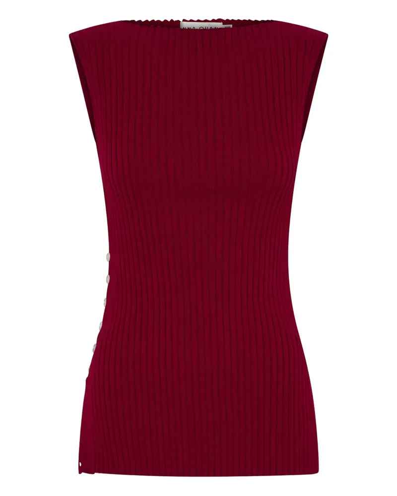 Anna Quan Geripptes Top mit Knöpfen - Rot Rot