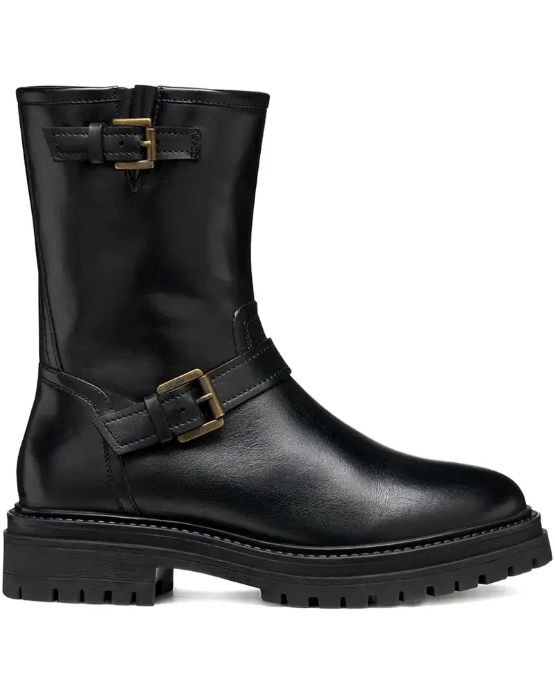 Geox Iridea Bikerstiefel mit Schnalle 45mm - Schwarz Schwarz