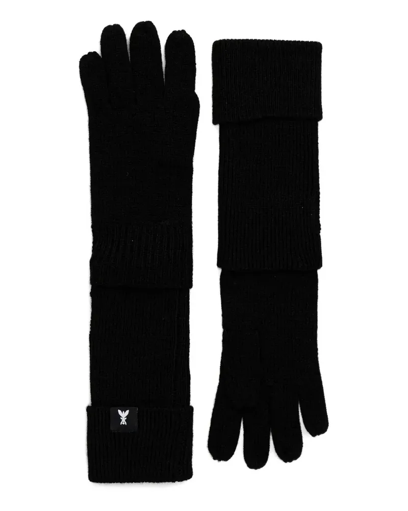 Patrizia Pepe Gerippte Handschuhe mit Logo - Schwarz Schwarz