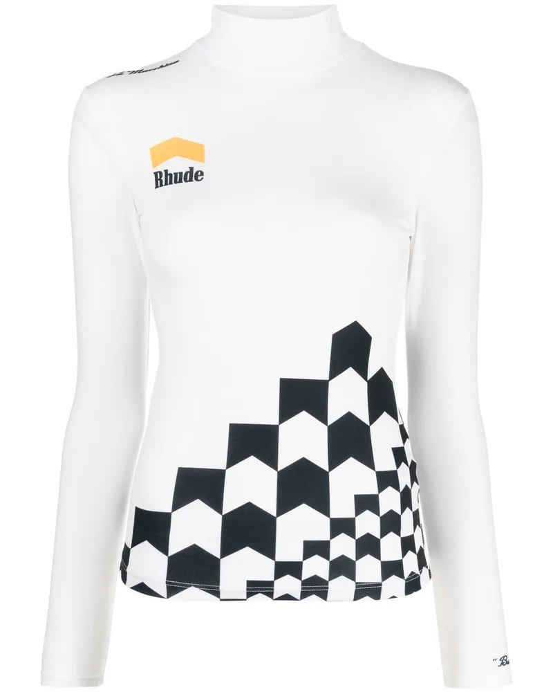 RHUDE Rollkragenpullover mit Logo-Print - Weiß Weiß