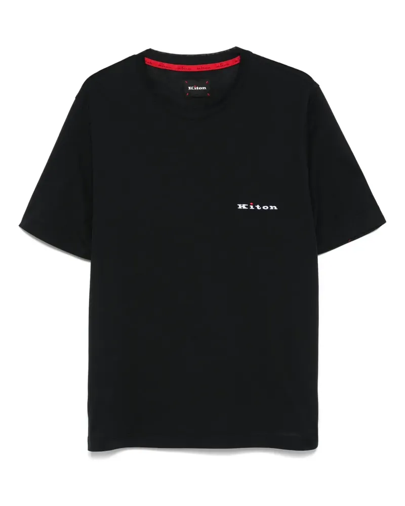 Kiton T-Shirt mit Logo-Stickerei - Schwarz Schwarz