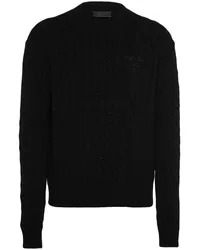 Prada Pullover mit Zopfmuster Schwarz