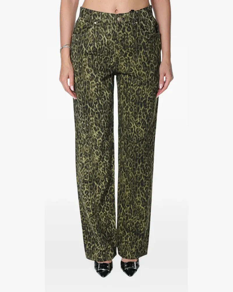 Just Cavalli leopard-print wide-leg trousers - Grün Grün