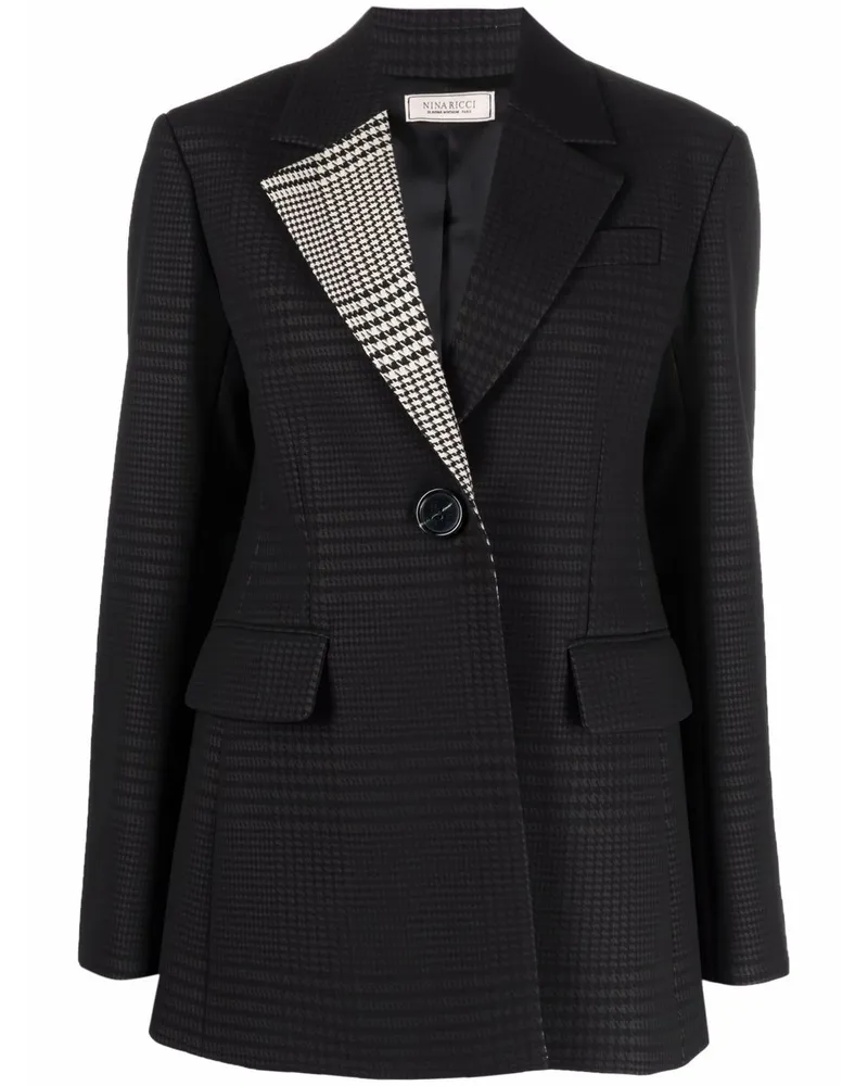 Nina Ricci Blazer mit Hahnentrittmuster Schwarz