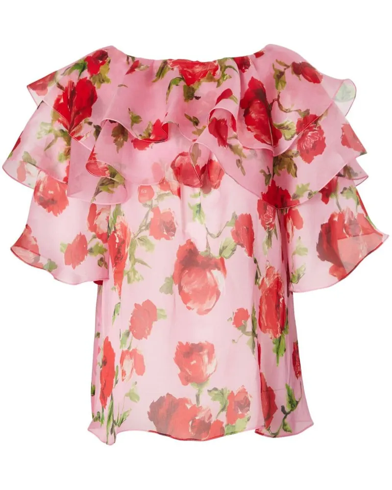 Carolina Herrera New York Seidenbluse mit Blumen-Print - Rosa Rosa