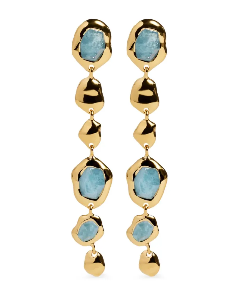 Monica Vinader Odyssey gemstone pebbled drop earrings - Gold Gold