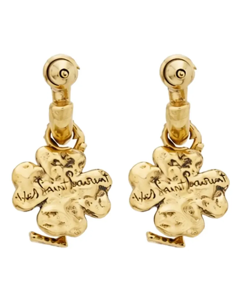 Saint Laurent Cassandre Creolen mit Kleeblatt-Anhänger - Gold Gold