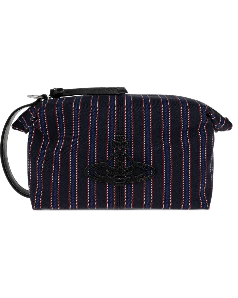 Vivienne Westwood Orb-plaque striped wash bag - Blau Blau