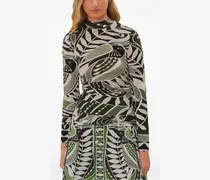 Black Lace Nature Jersey Oberteil mit Stehkragen - Schwarz