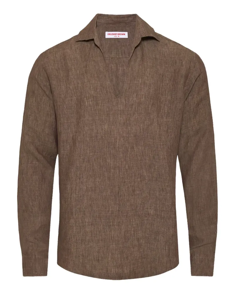 Orlebar Brown Ridley Hemd mit V-Ausschnitt - Braun Braun