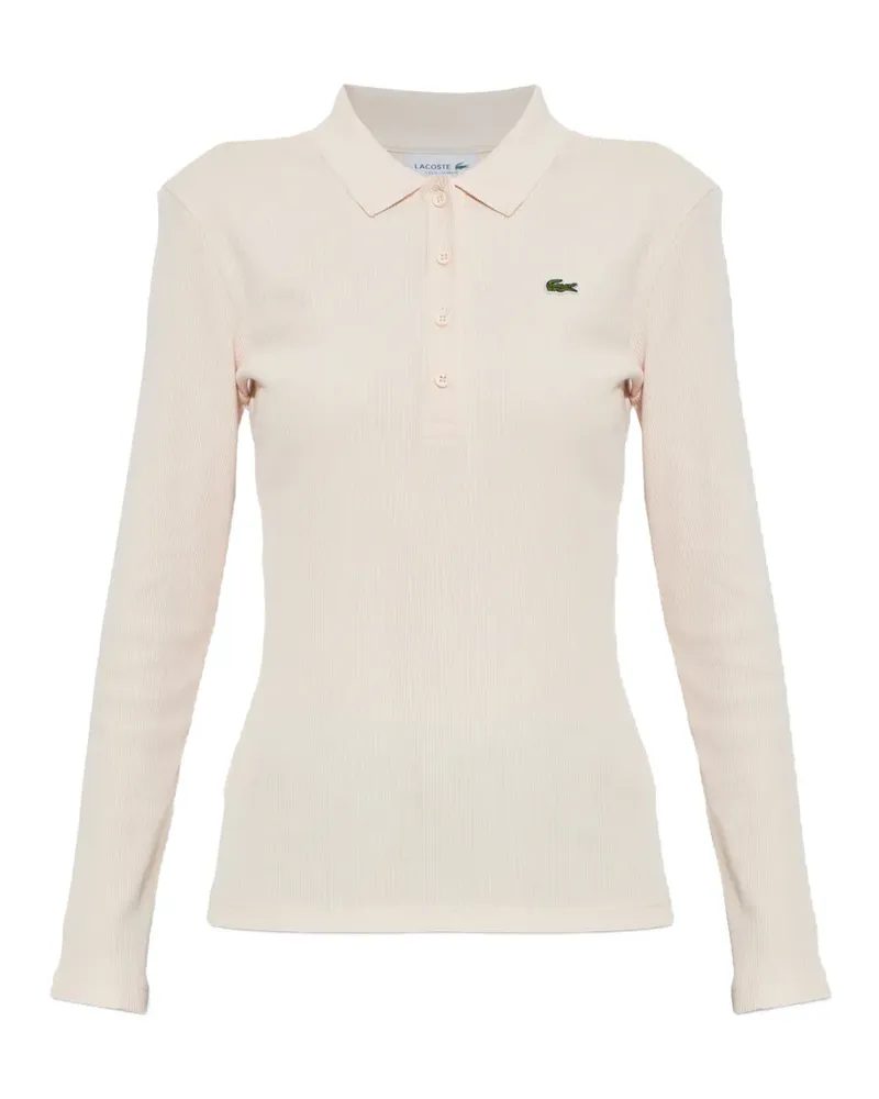 Lacoste Geripptes Poloshirt - Rosa Rosa